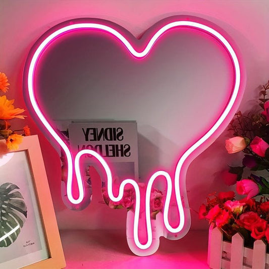 NEON ARTIST™ Melting Heart Neon Selfie Mirror - Neon Lights